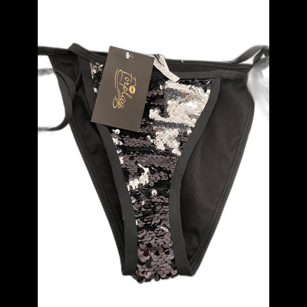 Fashion nova black and silver sequence Bikini L - Picture 5 of 6